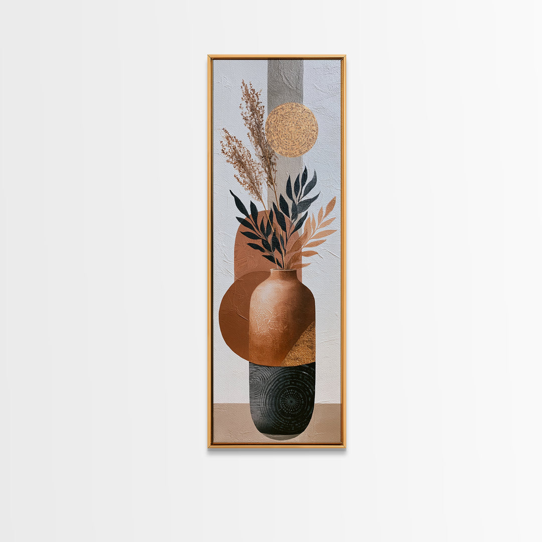 Ceramic Vase with Dried Grasses Canvas Print, Scandinavian Art, Printable Art, Living Room Decor, Fine Art, Nordic, Modern Art, SCA-1x3-25