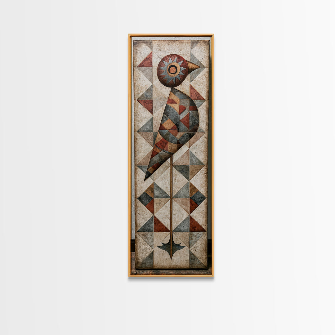 Nordic Folk Bird Framed Canvas Print, Scandinavian Art, Scandinavian, Living Room Decor, Fine Art, Nordic, Wall Art, Home Decor, SCA-1x3-47