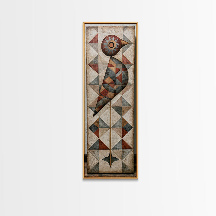 Nordic Folk Bird Framed Canvas Print, Scandinavian Art, Scandinavian, Living Room Decor, Fine Art, Nordic, Wall Art, Home Decor, SCA-1x3-47