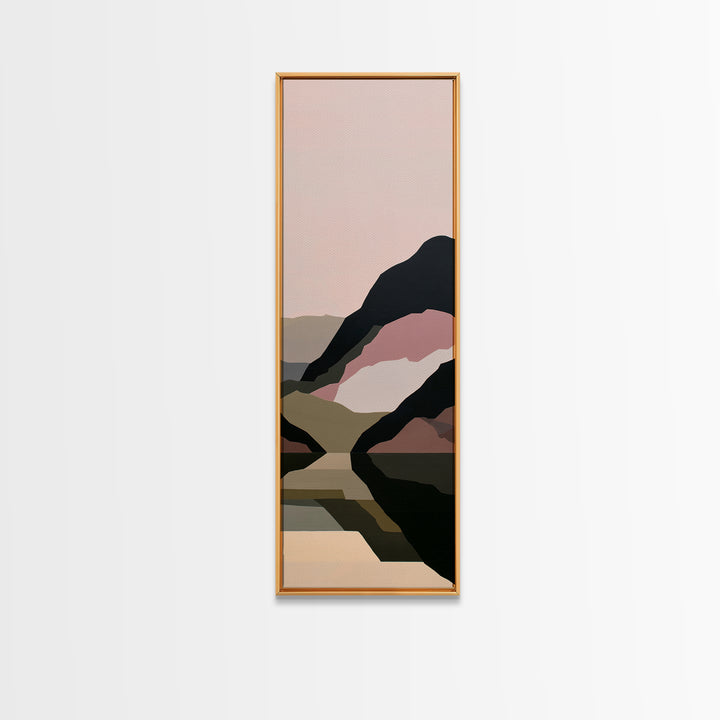 Minimal Fjord Landscape Framed Canvas Print, Scandinavian Art, Contemporary Art, Living Room Decor, Oil Painting, Nordic, SCA-1x3-62