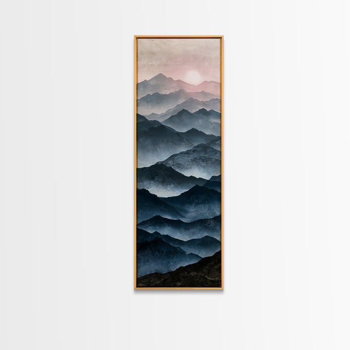 Muted Mountain Layers Canvas Print, Scandinavian Art, Floral Wall Art, Living Room Decor, Fine Art, Nordic, Minimalist Decor, SCA-1x3-68