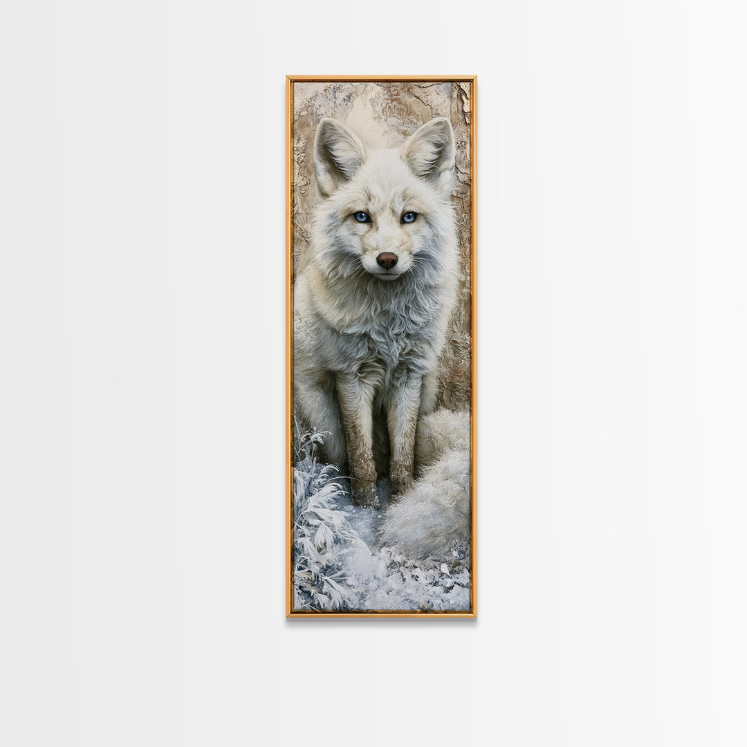 White Fox in Quiet Snow Canvas Print, Scandinavian Art, Modern Art, Living Room Decor, Fine Art, Nordic, Contemporary Art, SCA-1x3-72