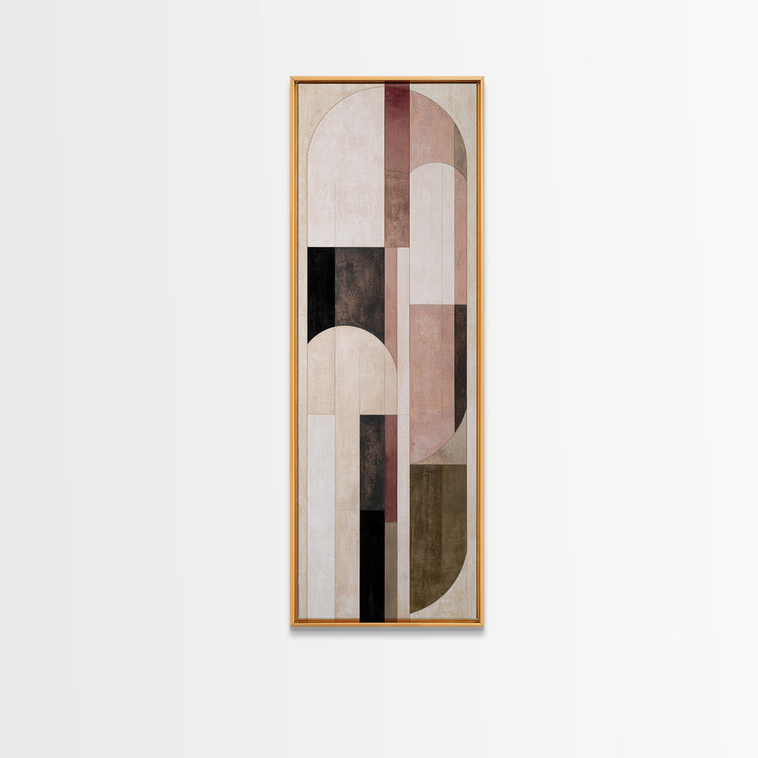 Abstract Arch Shapes Framed Canvas Print, Scandinavian Art, Textured Painting, Living Room Decor, Abstract Art, Nordic, SCA-1x3-74