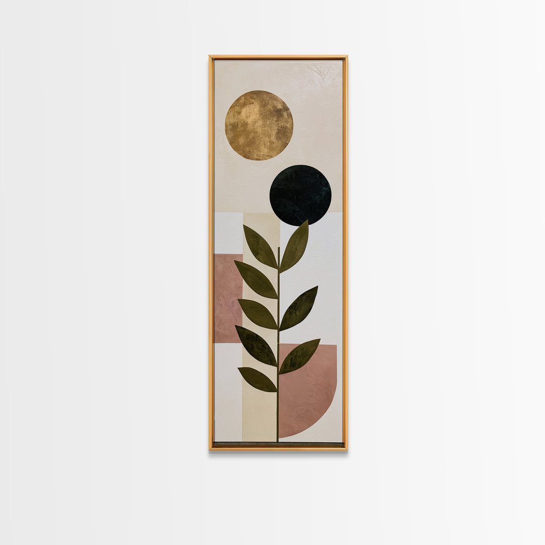 Minimal Sun over Pine Forest Canvas Print, Scandinavian Art, Original Painting, Living Room Decor, Nordic, Modern Wall Art, SCA-1x3-77