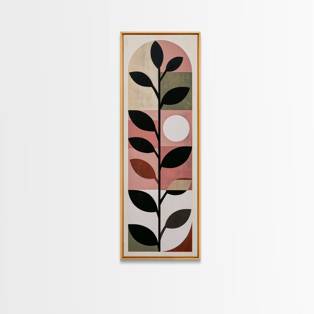 Single Black Branch on Warm White Background Canvas Print, Scandinavian Art, Mid Century Modern, Living Room Decor, Nordic, SCA-1x3-8