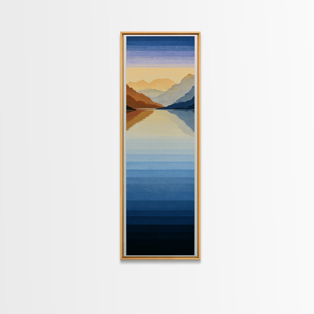 Minimal Fjord Landscape Canvas Print, Scandinavian Art, Art Print, Living Room Decor, Fine Art, Nordic, Farmhouse Decor, SCA-1x3-86