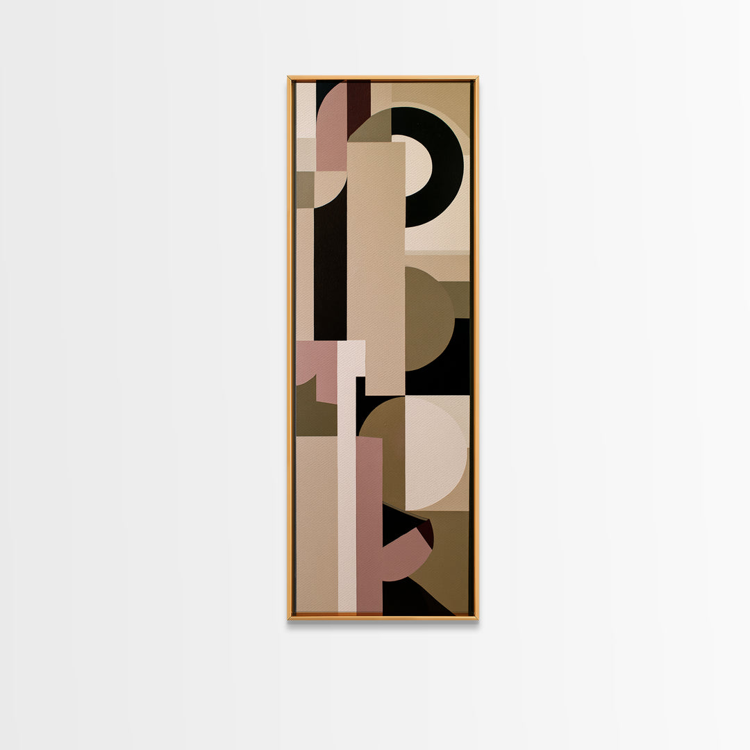 Soft Beige Geometric Abstraction Framed Canvas Print, Scandinavian Art, Wall Decor, Living Room Decor, Abstract Art, Nordic, SCA-1x3-87