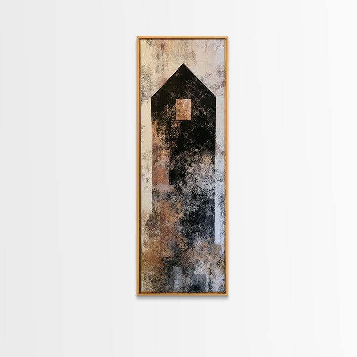 Simple Black House Shape Framed Canvas Print, Scandinavian Art, Decor, Living Room Decor, Fine Art, Nordic, Printable Art, SCA-1x3-91