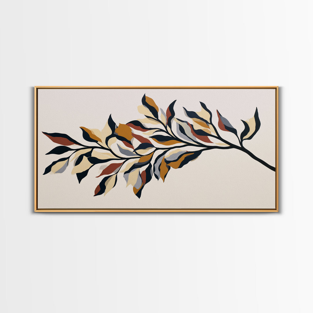 Single Black Branch on Warm White Background Canvas Print, Scandinavian Art, Fine Art Print, Living Room Decor, Nordic, SCA-2x1-16