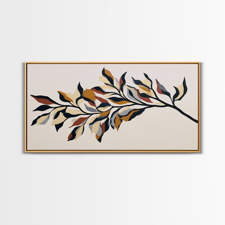 Single Black Branch on Warm White Background Canvas Print, Scandinavian Art, Fine Art Print, Living Room Decor, Nordic, SCA-2x1-16