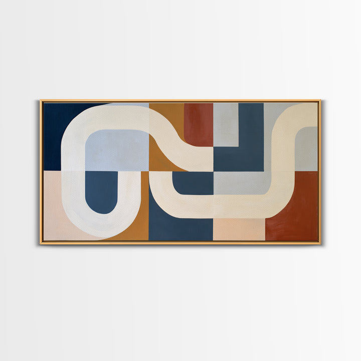 Soft Beige Geometric Abstraction Framed Canvas Print, Scandinavian Art, Digital Wall Art, Living Room Decor, Abstract Art, SCA-2x1-23