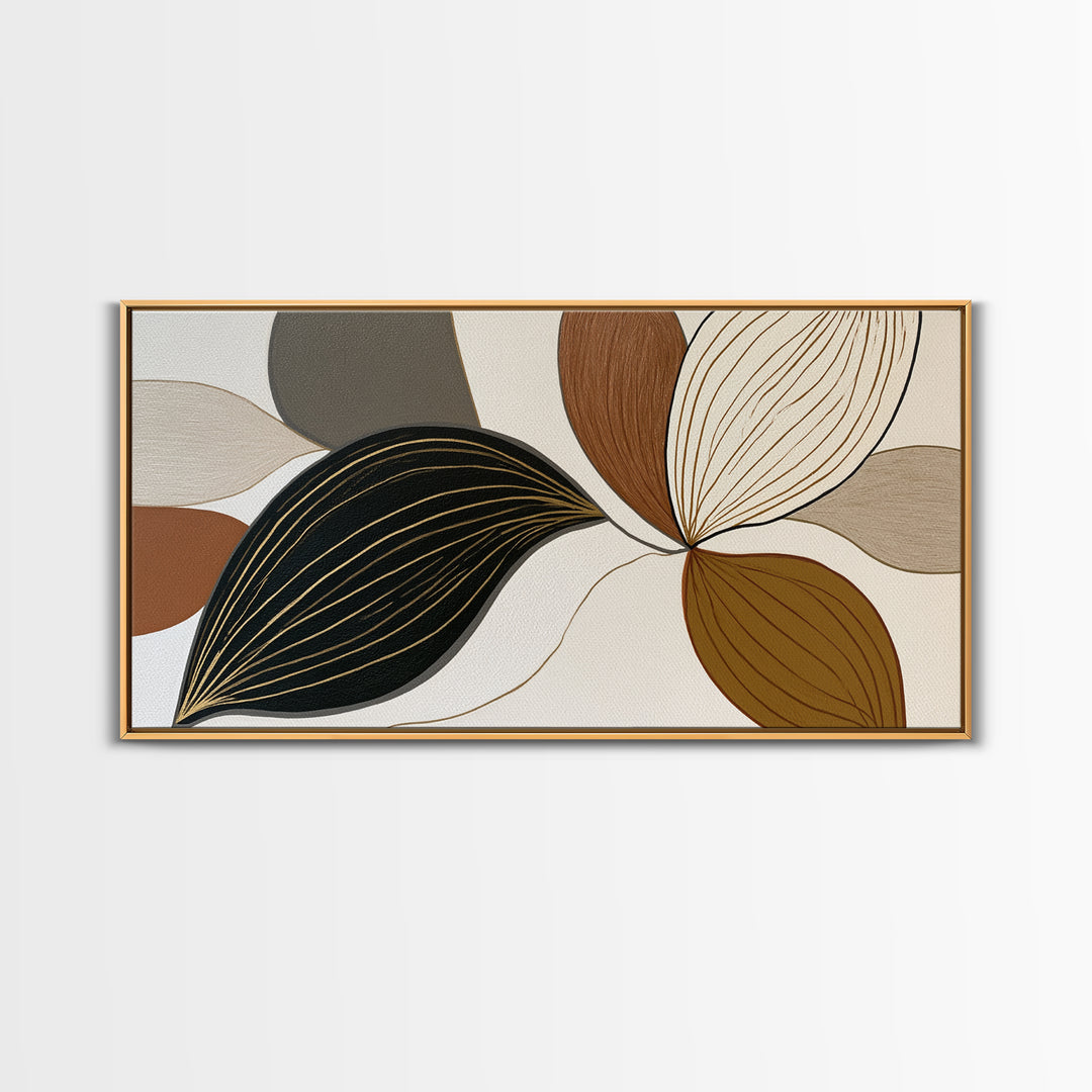 Pale Oak Botanical Line Drawing Framed Canvas Print, Scandinavian Art, Abstract Art, Living Room Decor, Oil Painting, Nordic, SCA-2x1-25