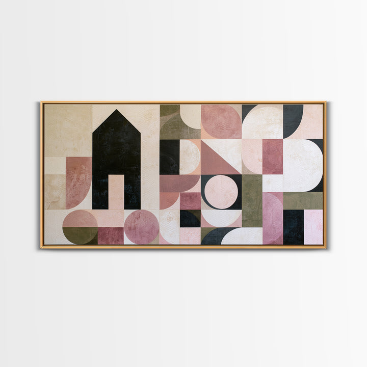 Simple Black House Shape Framed Canvas Print, Scandinavian Art, Room Decor, Living Room Decor, Nordic, Mid Century Modern, SCA-2x1-27
