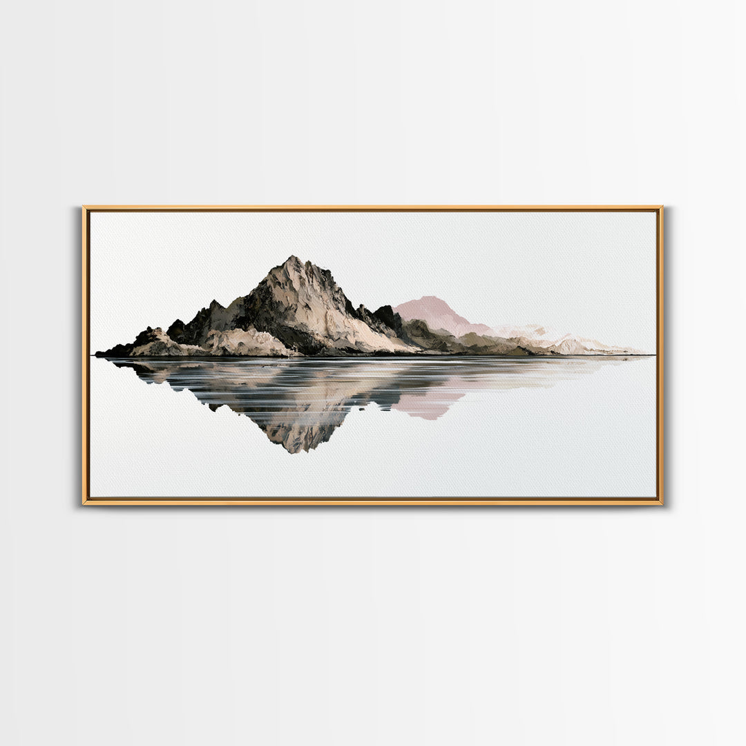 Minimal Fjord Landscape Framed Canvas Print, Scandinavian Art, Printable Wall Art, Living Room Decor, Fine Art, Nordic, SCA-2x1-46