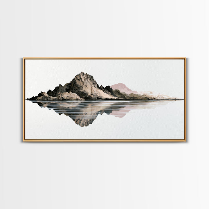 Minimal Fjord Landscape Framed Canvas Print, Scandinavian Art, Printable Wall Art, Living Room Decor, Fine Art, Nordic, SCA-2x1-46