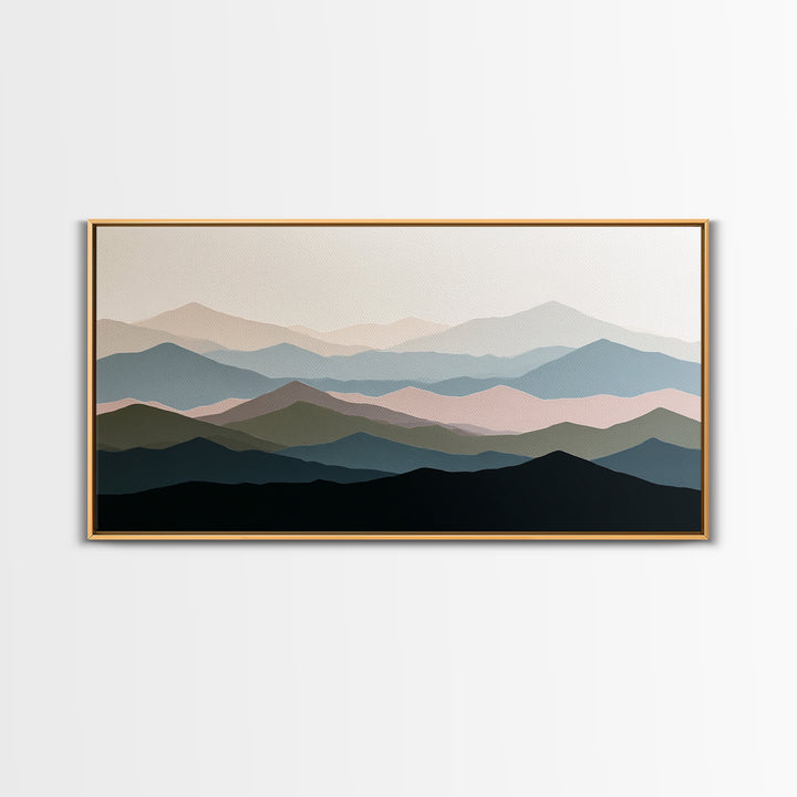 Muted Mountain Layers Canvas Print, Scandinavian Art, Printable, Living Room Decor, Fine Art, Nordic, Abstract Wall Art, SCA-2x1-52