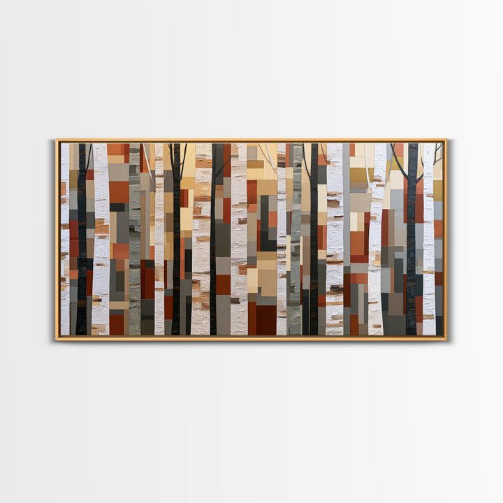 Birch Tree Trunks Canvas Print, Scandinavian Art, Wall Art Print, Living Room Decor, Oil Painting, Nordic, Fine Art Print, SCA-2x1-53