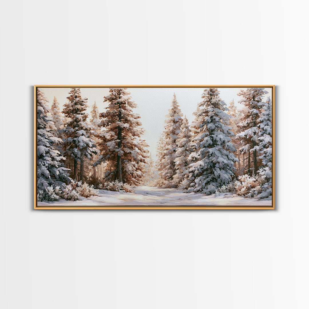 Snowy Nordic Forest Canvas Print, Scandinavian Art, Canvas Print, Living Room Decor, Fine Art, Nordic, Textured Painting, SCA-2x1-69