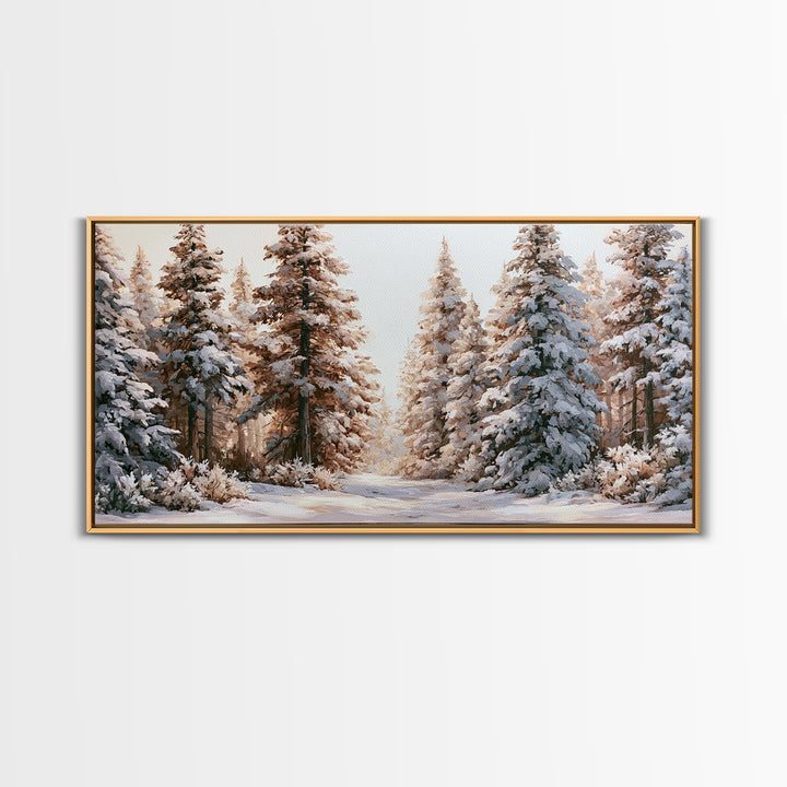 Snowy Nordic Forest Canvas Print, Scandinavian Art, Canvas Print, Living Room Decor, Fine Art, Nordic, Textured Painting, SCA-2x1-69