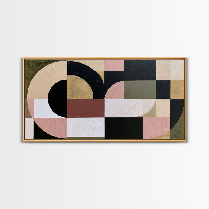 Soft Beige Geometric Abstraction Canvas Print, Scandinavian Art, Modern Art, Living Room Decor, Fine Art, Nordic, SCA-2x1-71