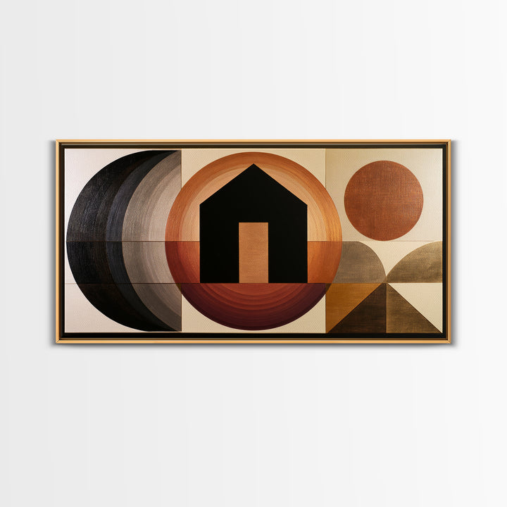 Simple Black House Shape Framed Canvas Print, Scandinavian Art, Contemporary Art, Living Room Decor, Abstract Art, Nordic, SCA-2x1-75