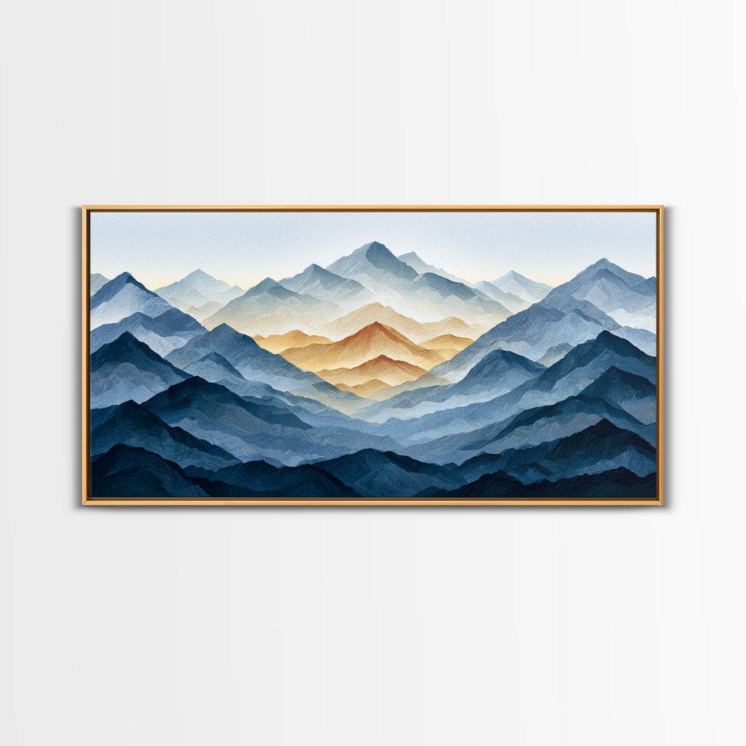 Muted Mountain Layers Canvas Print, Scandinavian Art, Farmhouse Decor, Living Room Decor, Fine Art, Nordic, Gallery Decor, SCA-2x1-76