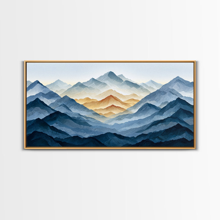 Muted Mountain Layers Canvas Print, Scandinavian Art, Farmhouse Decor, Living Room Decor, Fine Art, Nordic, Gallery Decor, SCA-2x1-76