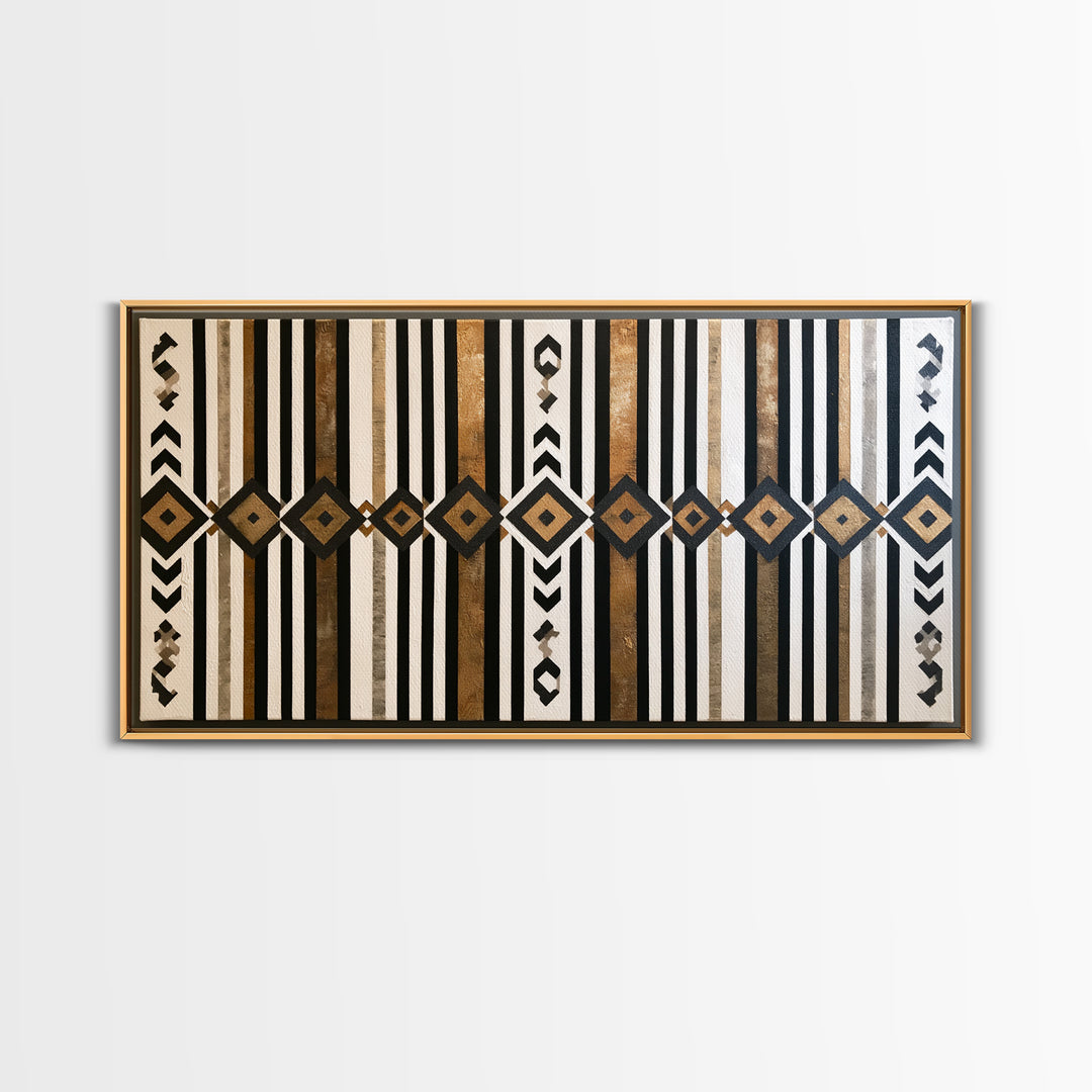 Scandinavian Textile Pattern Framed Canvas Print, Scandinavian Art, Abstract Wall Art, Living Room Decor, Fine Art, Nordic, SCA-2x1-84