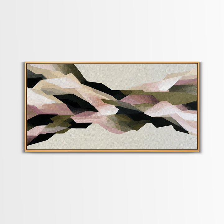 Winter Cabin Smoke Framed Canvas Print, Scandinavian Art, Oil Painting, Living Room Decor, Fine Art, Nordic, Boho Wall Decor, SCA-2x1-86