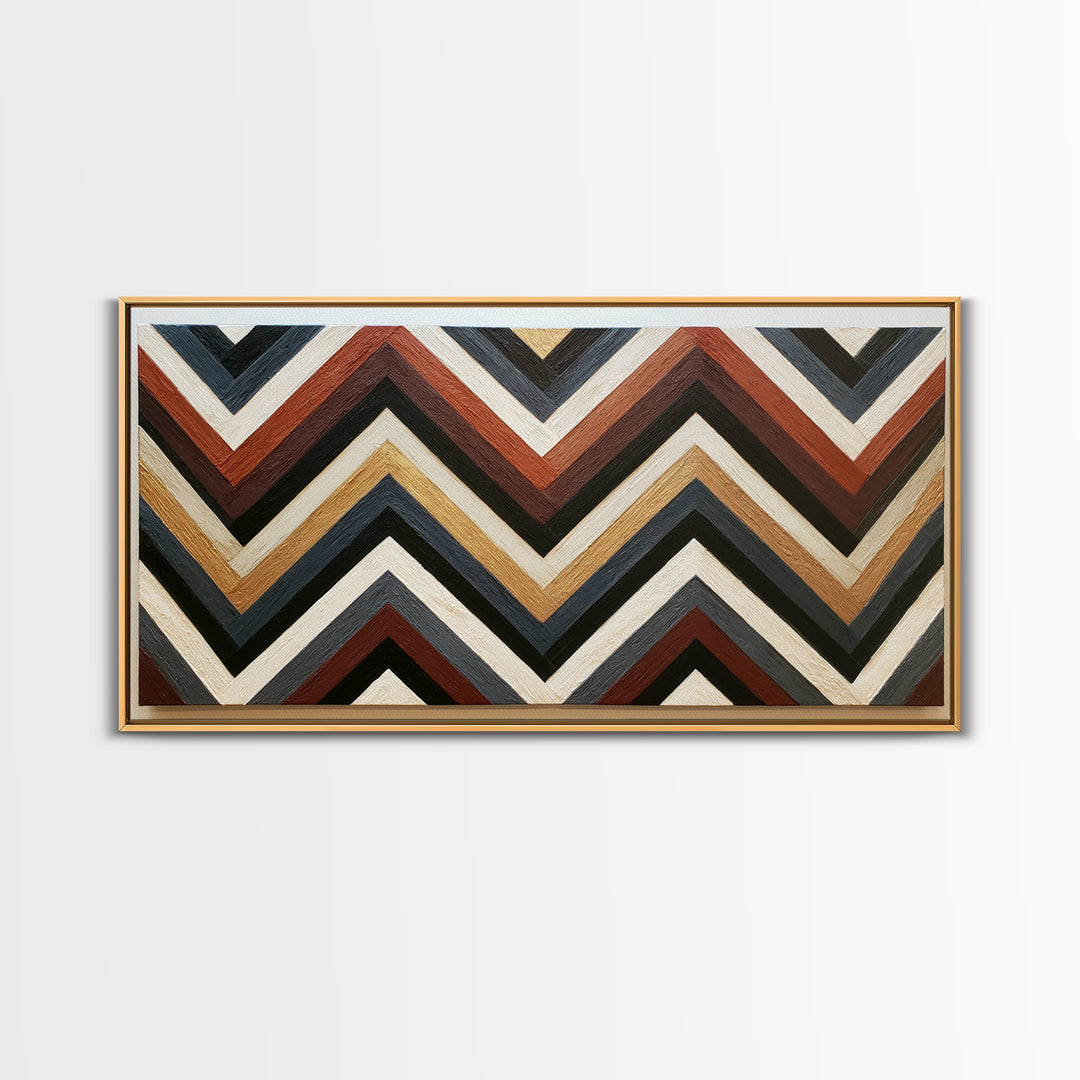 Herringbone Monochrome Pattern Framed Canvas Print, Scandinavian Art, Digital Wall Art, Living Room Decor, Oil Painting, Nordic, SCA-2x1-90