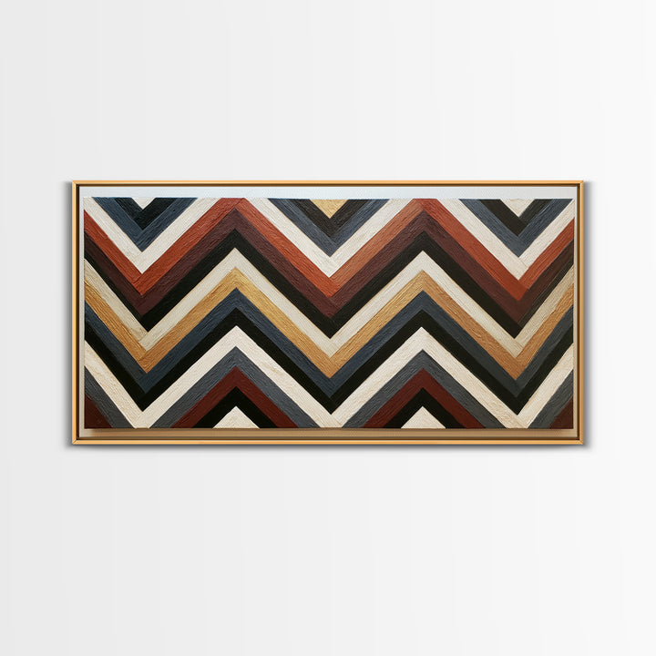 Herringbone Monochrome Pattern Framed Canvas Print, Scandinavian Art, Digital Wall Art, Living Room Decor, Oil Painting, Nordic, SCA-2x1-90