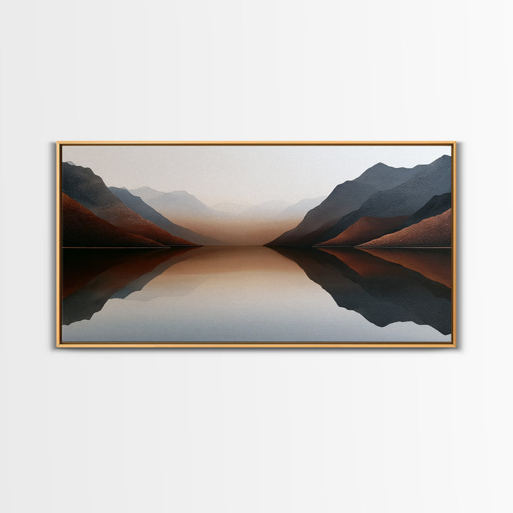 Minimal Fjord Landscape Canvas Print, Scandinavian Art, Living Room Decor, Oil Painting, Nordic, Living Room Wall Art, SCA-2x1-94