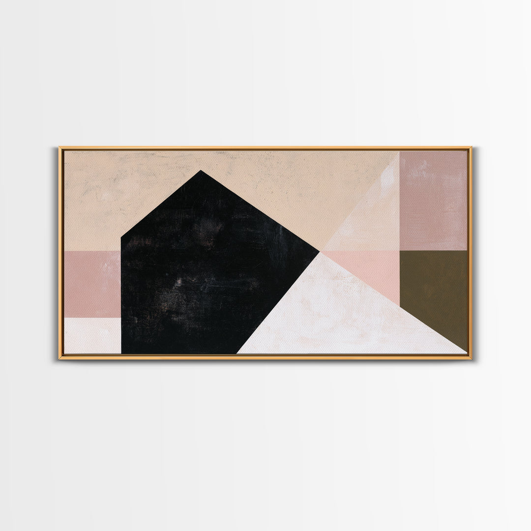 Simple Black House Shape Framed Canvas Print, Scandinavian Art, Modern Wall Art, Living Room Decor, Abstract Art, Nordic, SCA-2x1-99