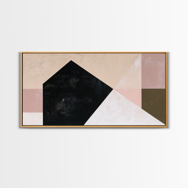 Simple Black House Shape Framed Canvas Print, Scandinavian Art, Modern Wall Art, Living Room Decor, Abstract Art, Nordic, SCA-2x1-99