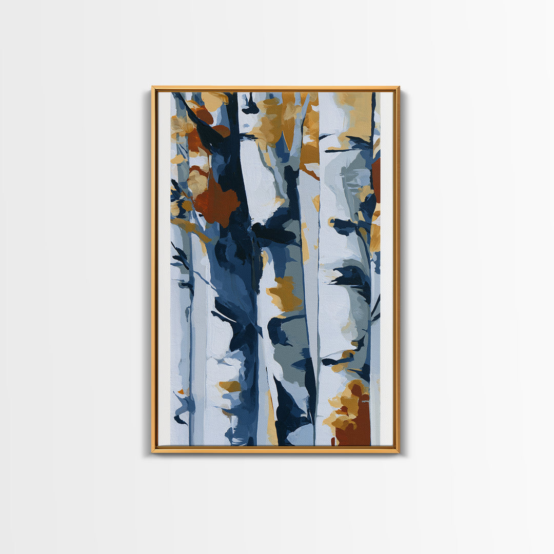 Birch Tree Trunks Framed Canvas Print, Scandinavian Art, Abstract Wall Art, Living Room Decor, Abstract Art, Nordic, SCA-2x3-17