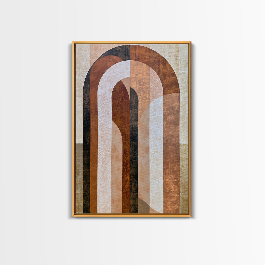 Abstract Arch Shapes Framed Canvas Print, Scandinavian Art, Mid Century Modern, Living Room Decor, Nordic, Boho Wall Art, SCA-2x3-22