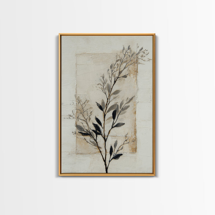 Single Black Branch on Warm White Background Canvas Print, Scandinavian Art, Gallery Decor, Living Room Decor, Nordic, SCA-2x3-28