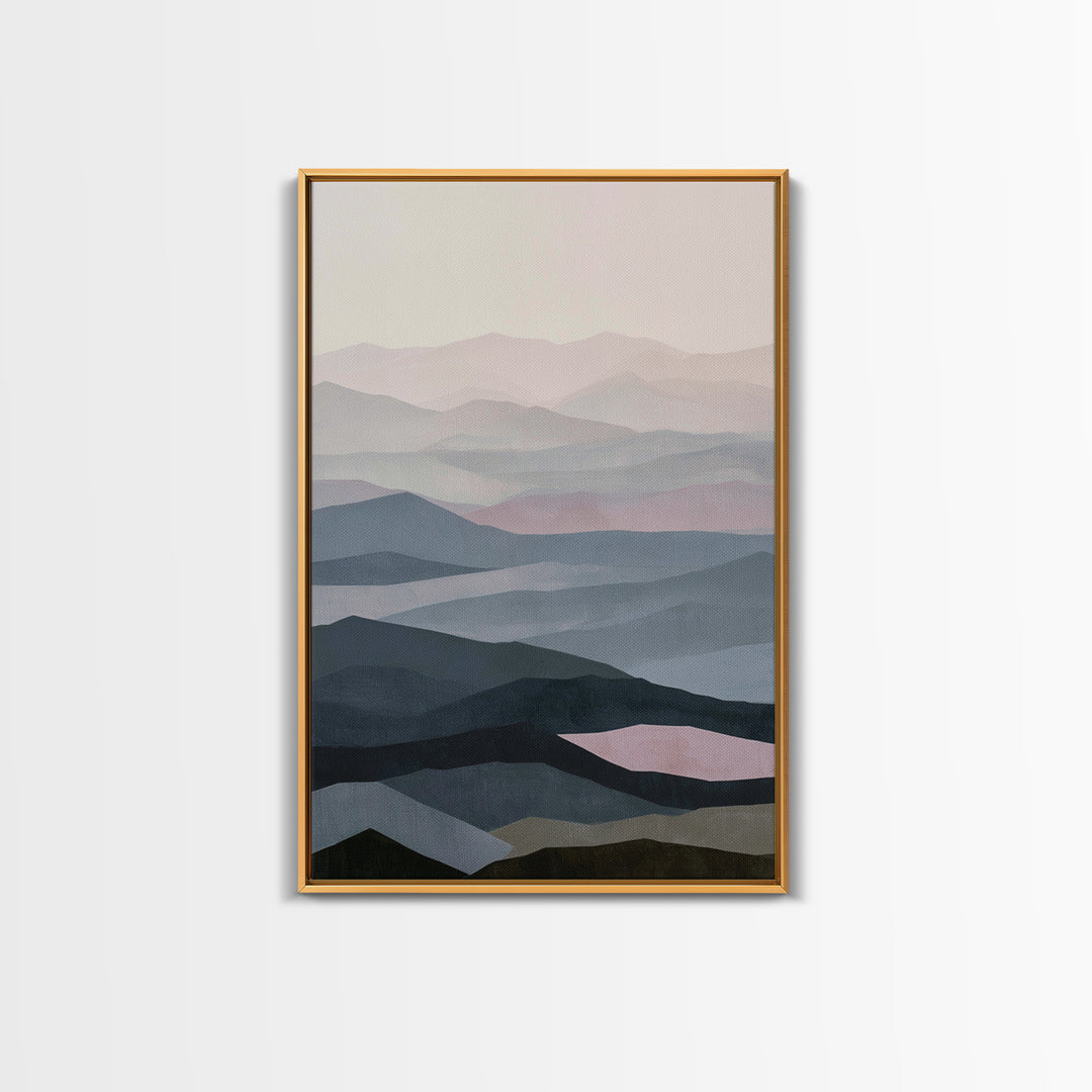 Muted Mountain Layers Canvas Print, Scandinavian Art, Christmas Decor, Living Room Decor, Fine Art, Nordic, Wall Art Print, SCA-2x3-40