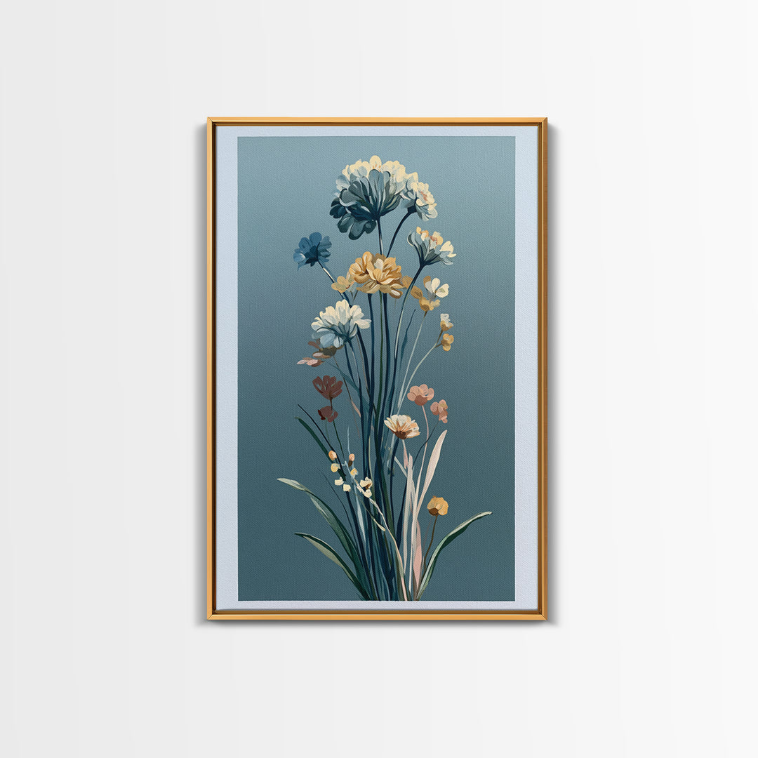 Minimal Meadow Flowers Framed Canvas Print, Scandinavian Art, Printable Wall Art, Living Room Decor, Fine Art, Nordic, SCA-2x3-42