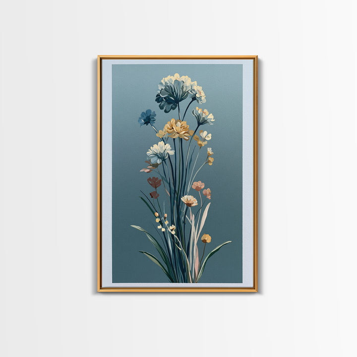 Minimal Meadow Flowers Framed Canvas Print, Scandinavian Art, Printable Wall Art, Living Room Decor, Fine Art, Nordic, SCA-2x3-42