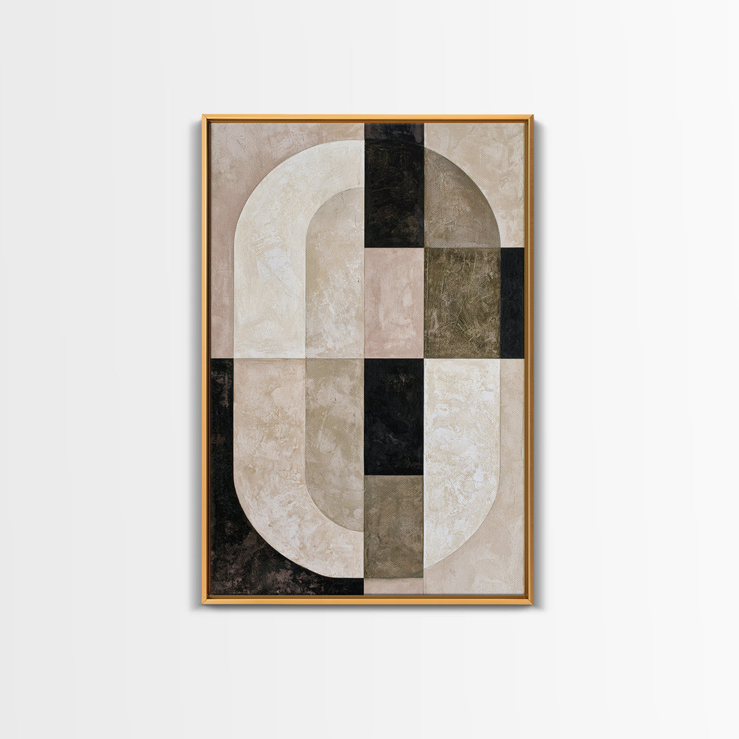 Abstract Arch Shapes Framed Canvas Print, Scandinavian Art, Mid Century Modern, Living Room Decor, Nordic, Boho Wall Art, SCA-2x3-46