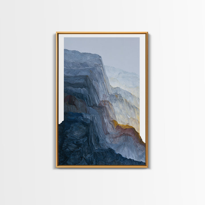 Muted Mountain Layers Framed Canvas Print, Scandinavian Art, Abstract Art, Living Room Decor, Nordic, Abstract Painting, SCA-2x3-64