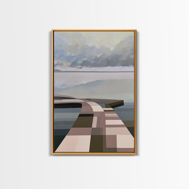 Calm Lake Dock Canvas Print, Scandinavian Art, Modern Art, Living Room Decor, Oil Painting, Nordic, Contemporary Art, SCA-2x3-71