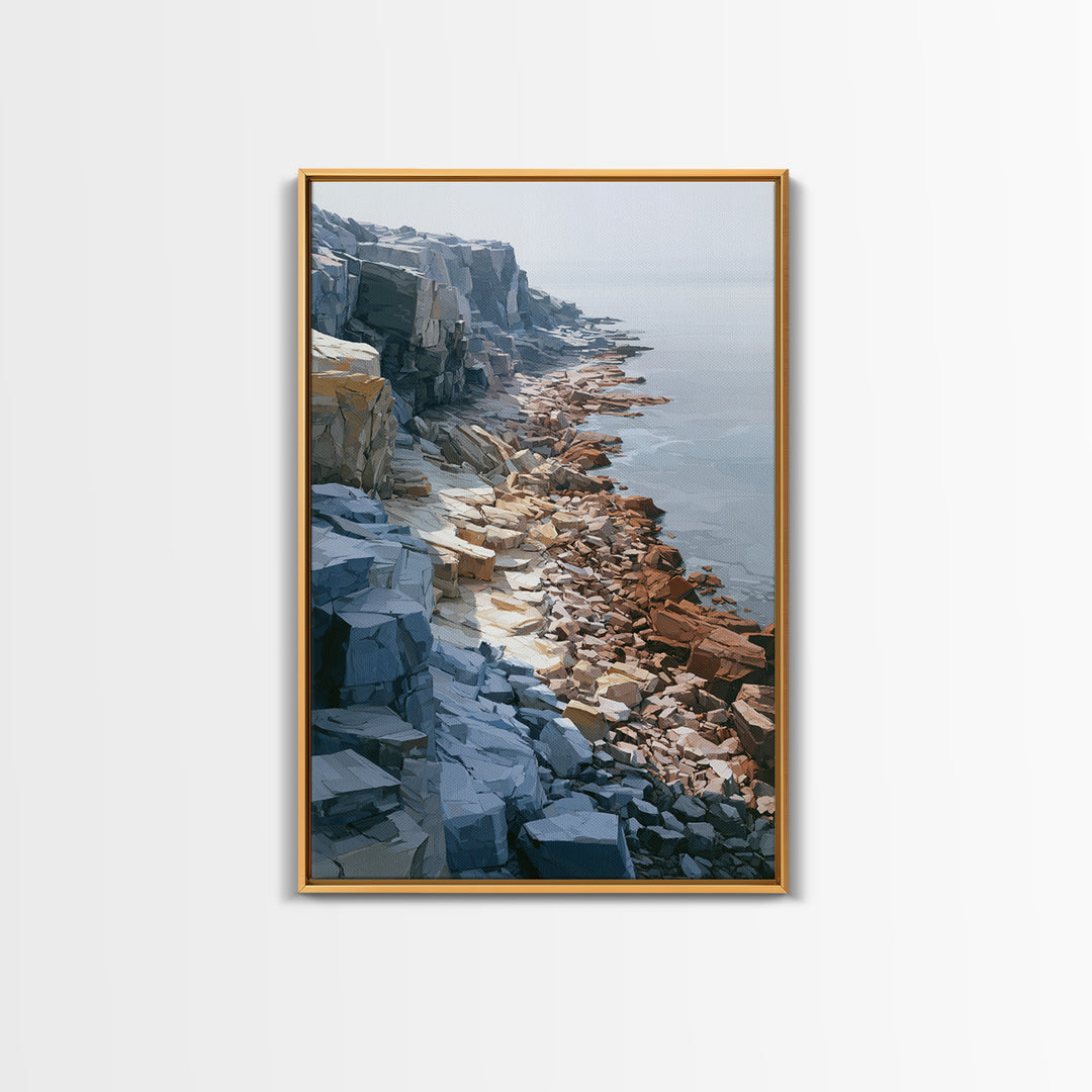 Quiet Coastal Rocks and Gray Sea Canvas Print, Scandinavian Art, Canvas Print, Living Room Decor, Fine Art, Nordic, SCA-2x3-79