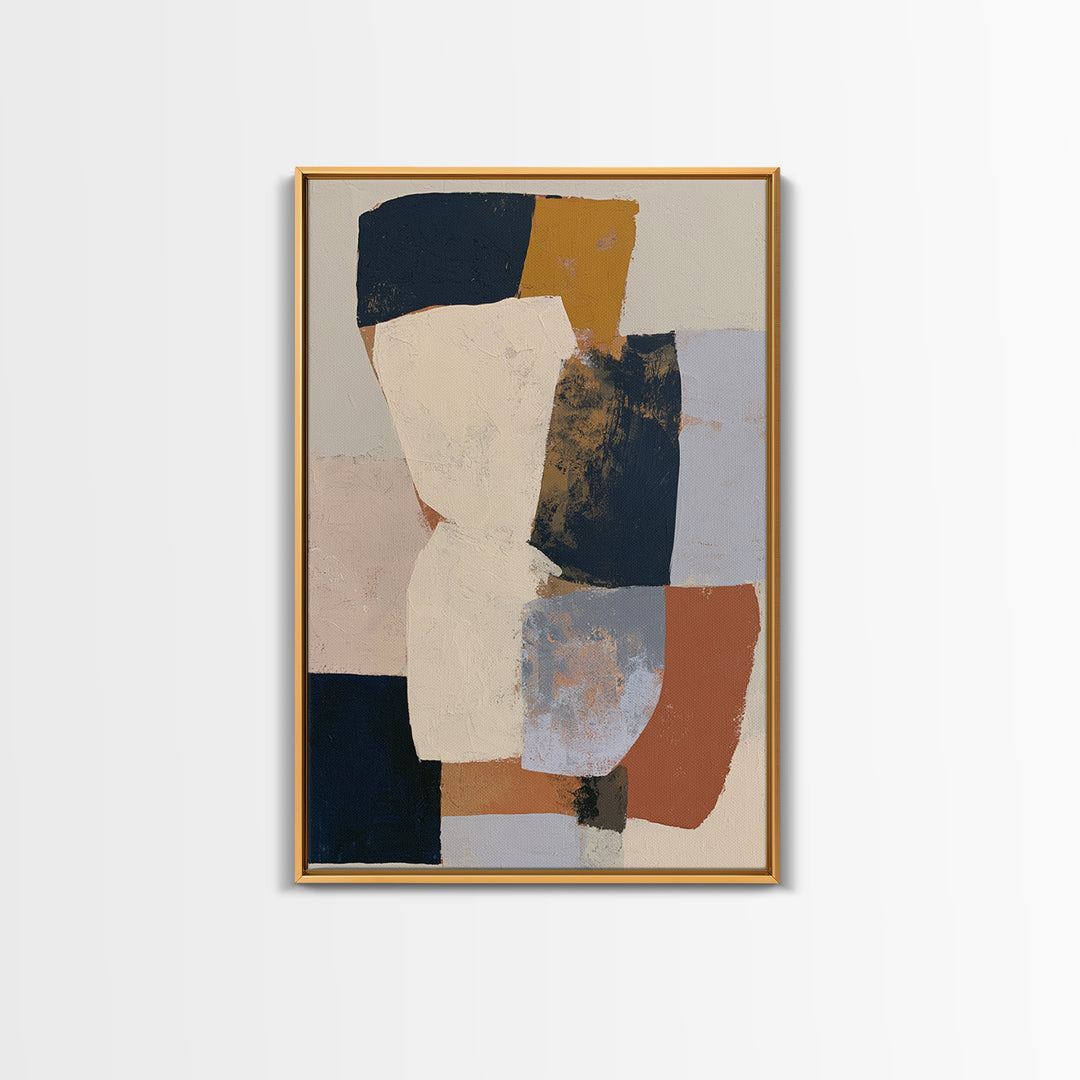 Soft Beige Geometric Abstraction Framed Canvas Print, Scandinavian Art, Room Decor, Living Room Decor, Fine Art, Nordic, SCA-2x3-83