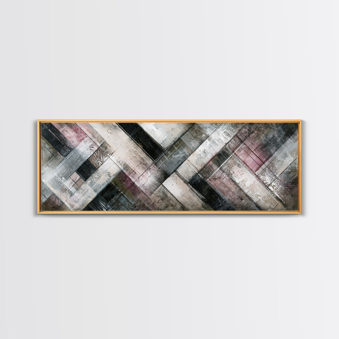 Herringbone Monochrome Pattern Canvas Print, Scandinavian Art, Luxury Decor, Living Room Decor, Fine Art, Nordic, SCA-3x1-14