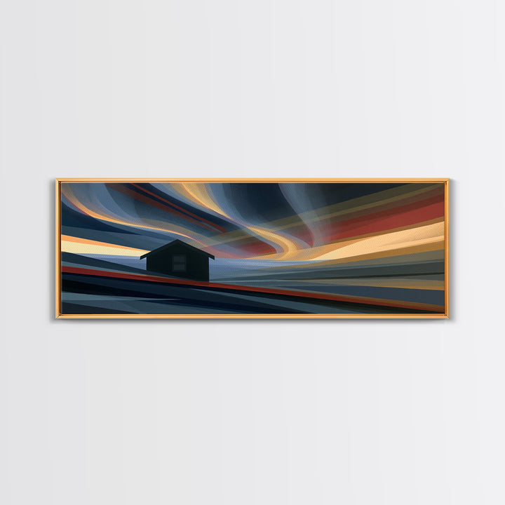 Simple Black House Shape Framed Canvas Print, Scandinavian Art, Contemporary Art, Living Room Decor, Abstract Art, Nordic, SCA-3x1-23
