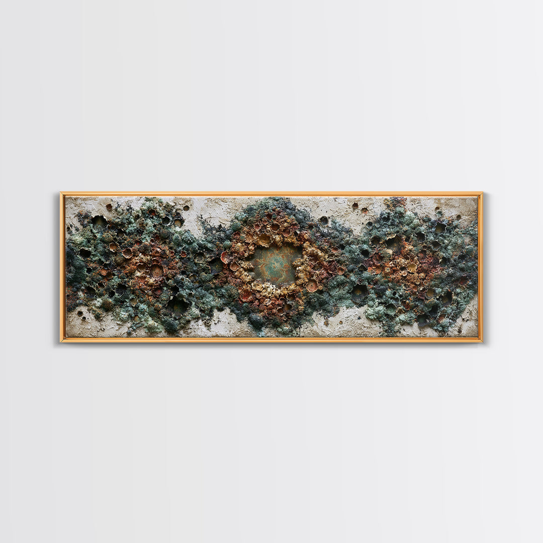 Simple Mushroom and Moss Forest Study Canvas Print, Scandinavian Art, Modern Decor, Living Room Decor, Oil Painting, Nordic, SCA-3x1-40