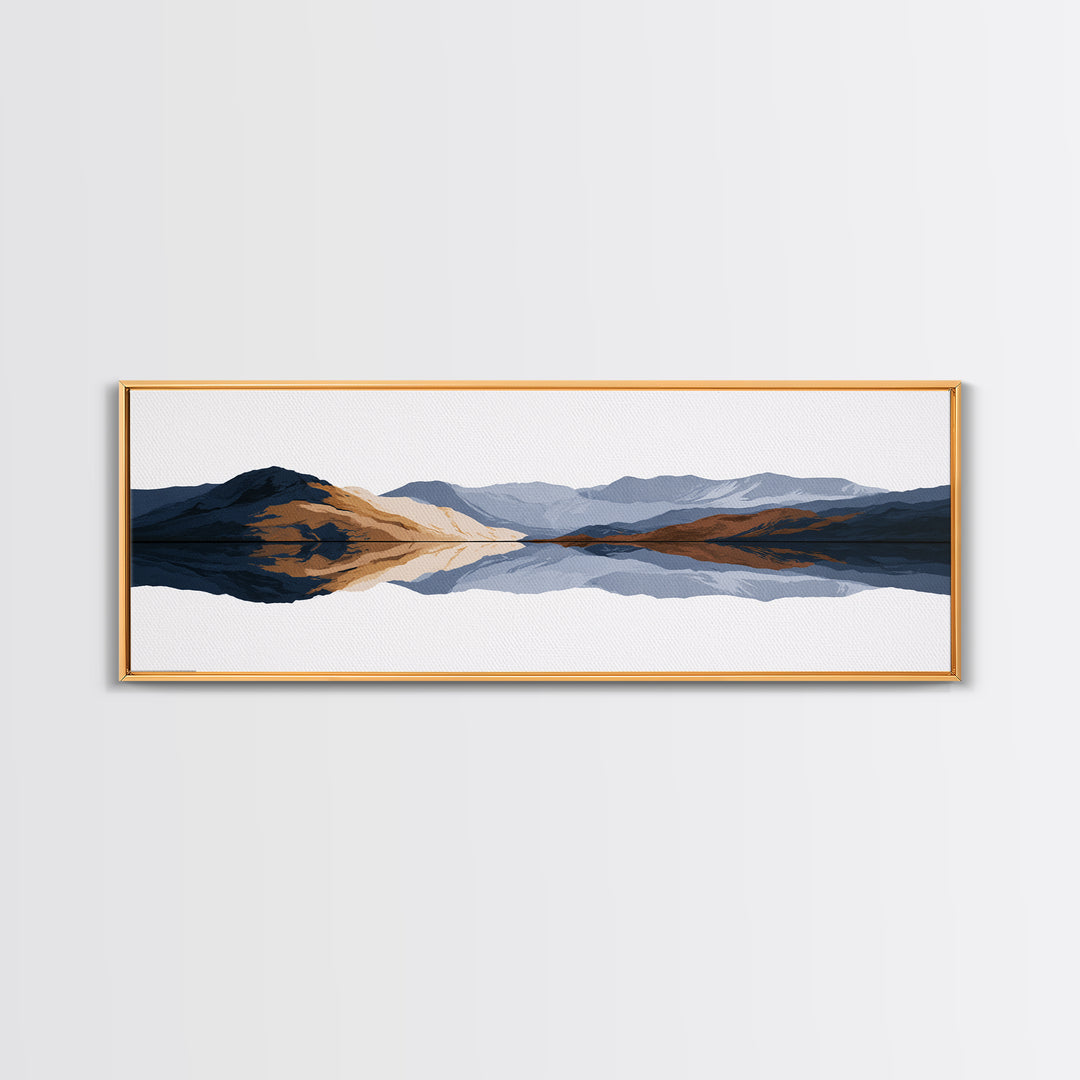 Minimal Fjord Landscape Canvas Print, Scandinavian Art, Boho Decor, Living Room Decor, Fine Art, Nordic, Luxury Decor, SCA-3x1-42