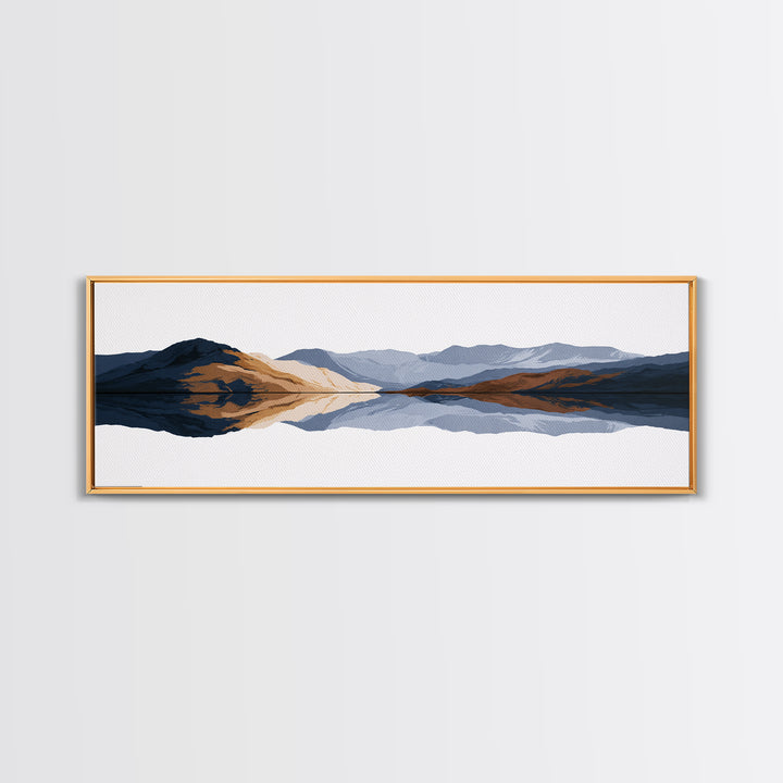 Minimal Fjord Landscape Canvas Print, Scandinavian Art, Boho Decor, Living Room Decor, Fine Art, Nordic, Luxury Decor, SCA-3x1-42